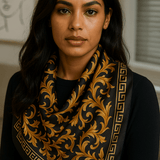 Foulard musta 100 % silkkiä 88 cm